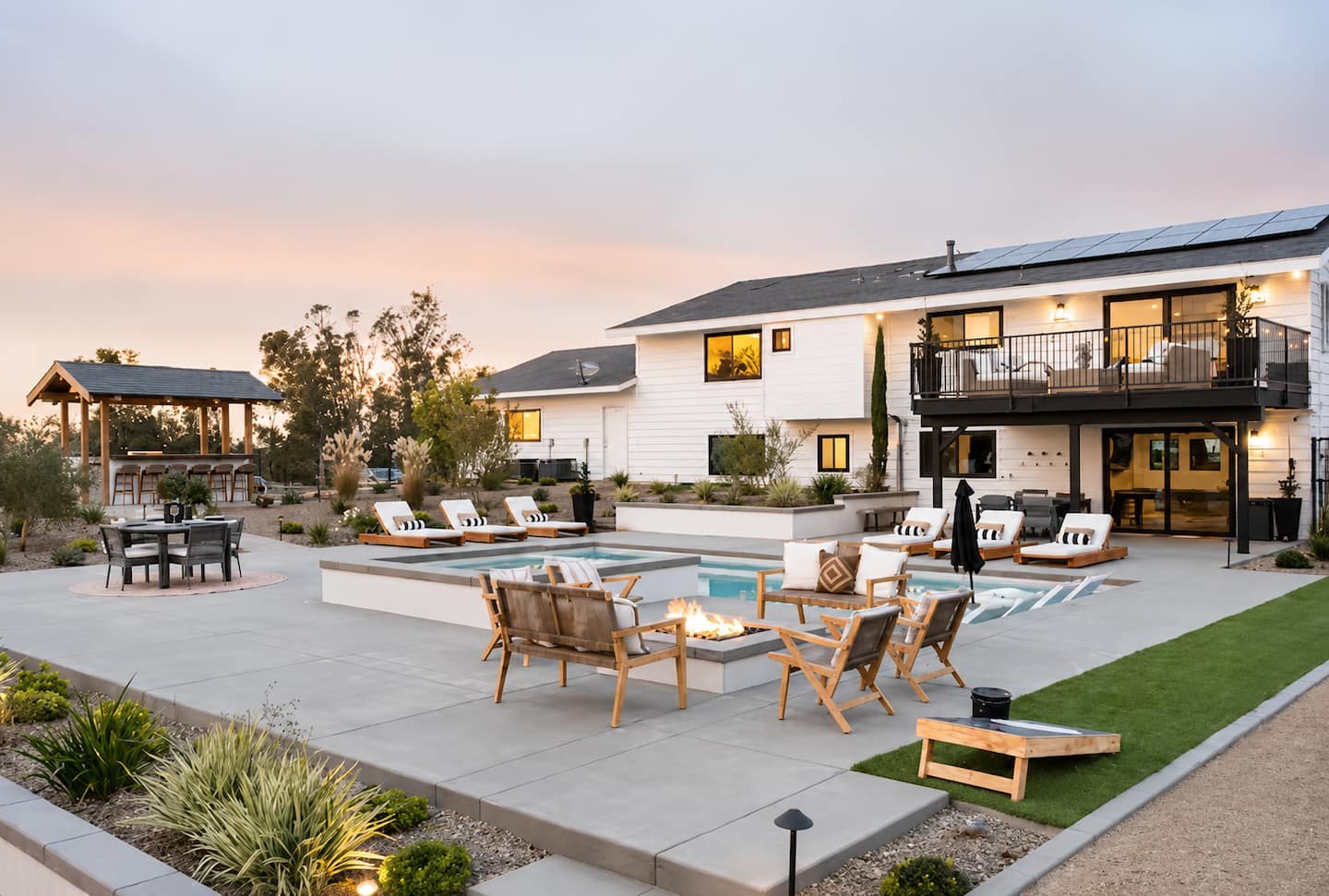 The Vintage House with its pool, spa and outdoor gathering areas